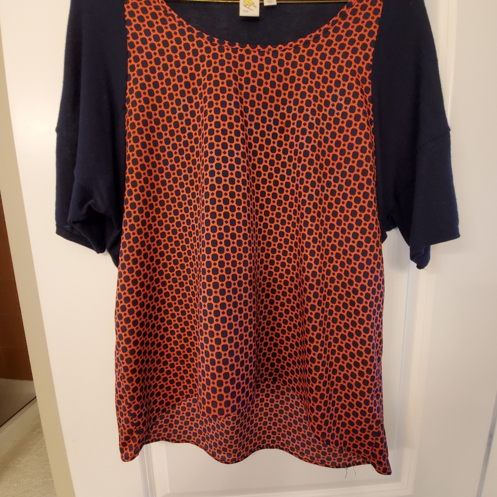 Anthro navy and orange top